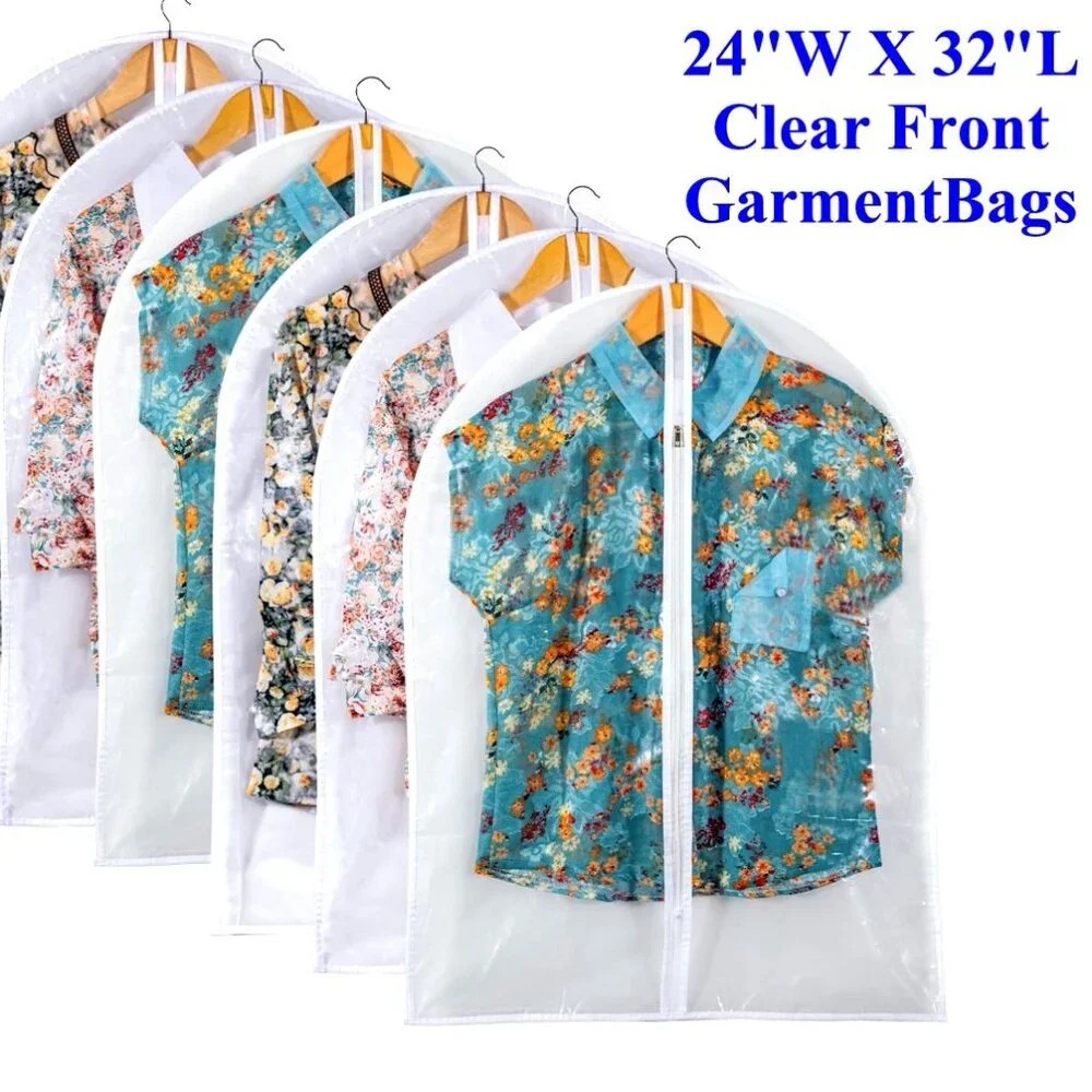 5 Clear Front, Heavy Duty Garment Bags - Brand New